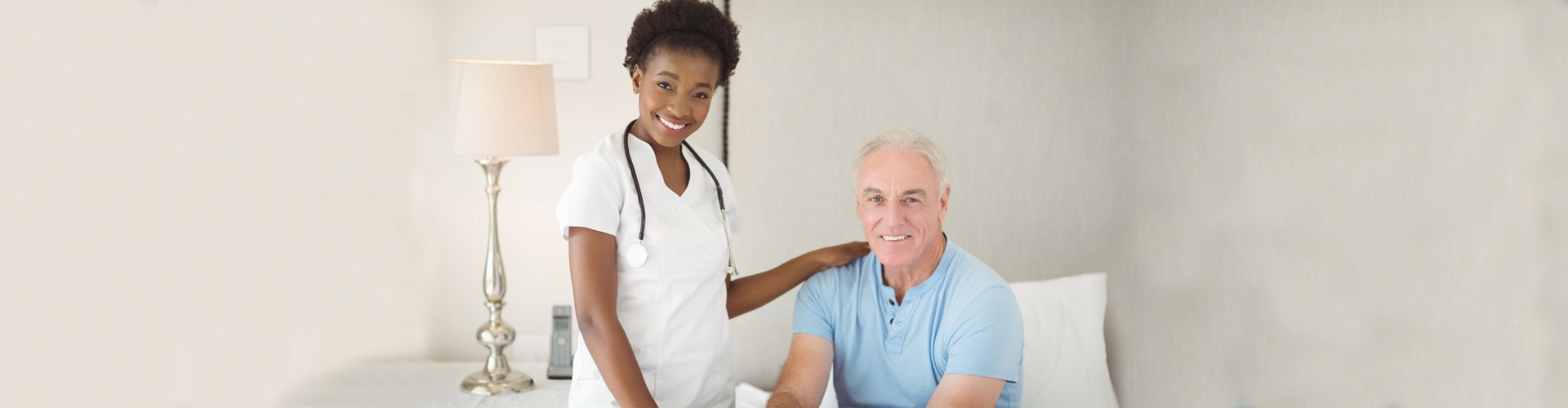 a nurse taking care of a senior man